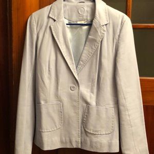 Pale blue leather blazer